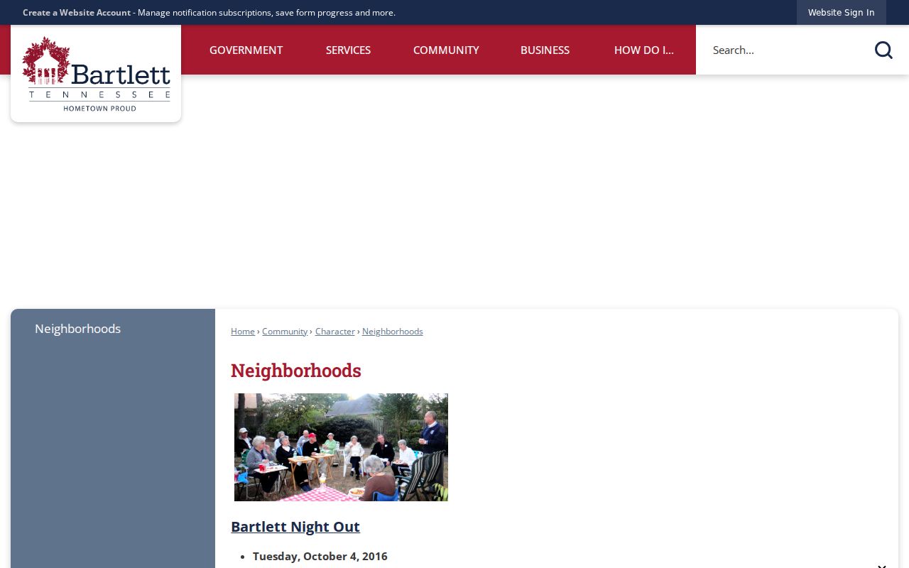Bartlett neighbors neighborhood and Watch group inventory