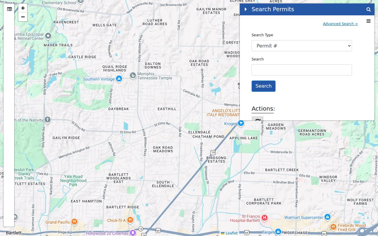 Bartlett neighbors address and parcel filters on the Bartlett permit map